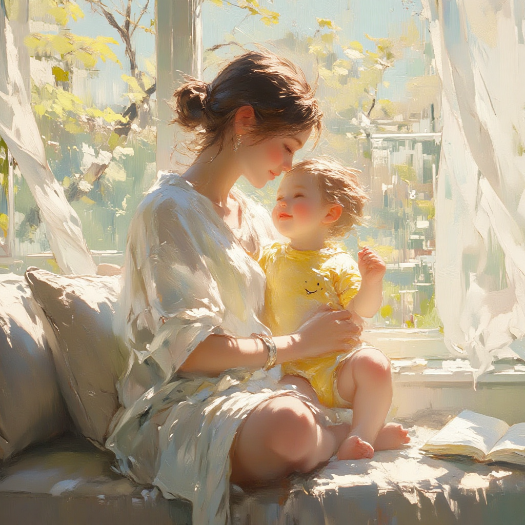 A Mother's Embrace: An Oil Painting Tribute