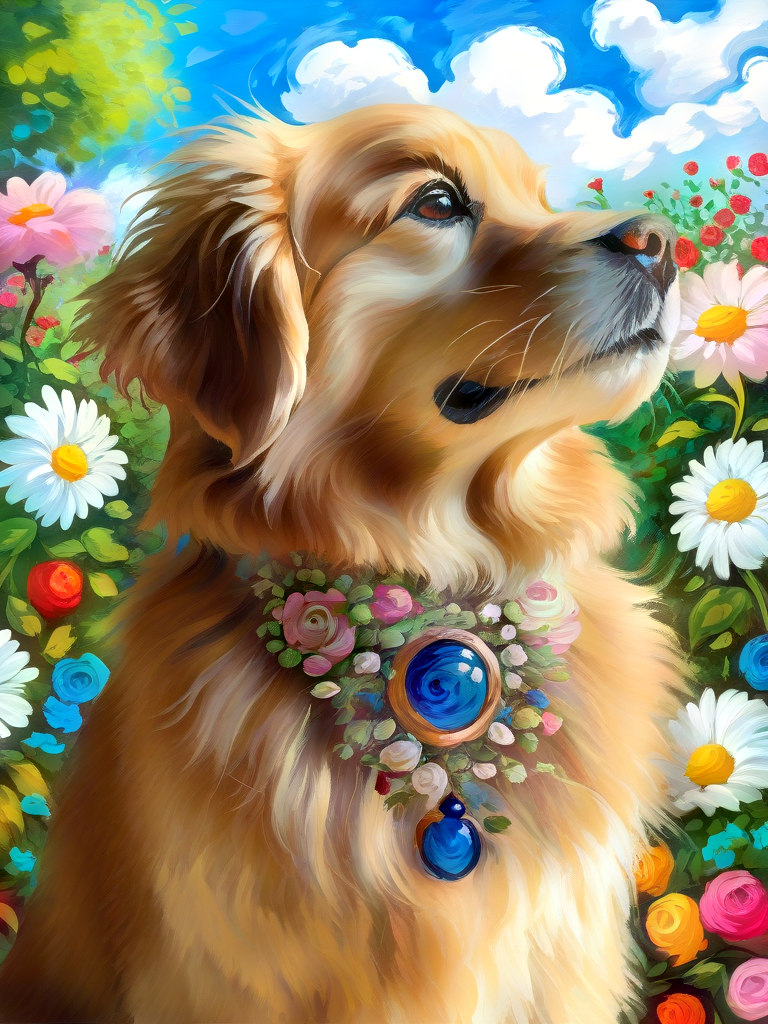 The Baron of the Garden: A Dog's Portrait in Oil